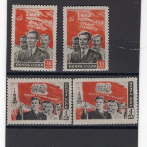 RUSSIA YR 1950,SC 1458-59,MI 1409-13,MNH,LABOR DAY, MAY 1,ZVEREV TYPE I