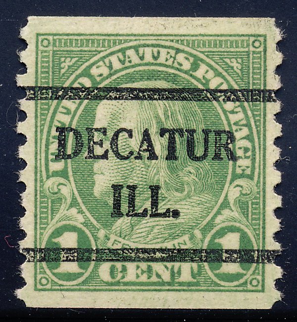 Decatur IL, 597-42 Bureau Precancel, 1¢ coil Franklin