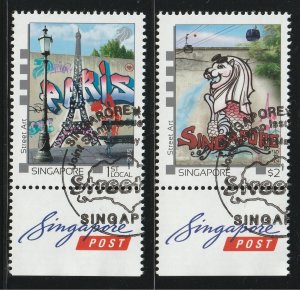 2016 SINGAPORE-FRANCE Joint Issue - Street Art 2V set CTO SG#2265&66