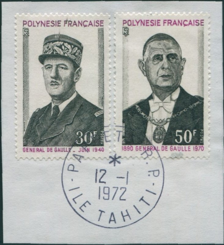 French Polynesia 1971 Sc#270-271,SG145-146 General de Gaulle death set on piece