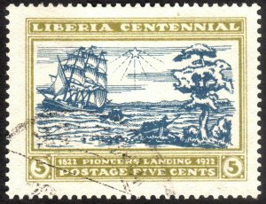 1923, Liberia 5c , Used, Sc 211