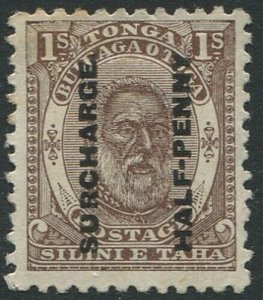 Tonga 1894 SG22 ½d on 1/- brown King George I MLH