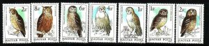 Hungary-Sc#2887-93- id2-unused NH set-Birds-Owls-1984-