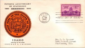 FDC 1940 SC #896 Linprint Cachet - Boise, Idaho - Single - F75190