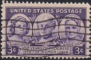 959 3 cents Progress of Women Stamp used F