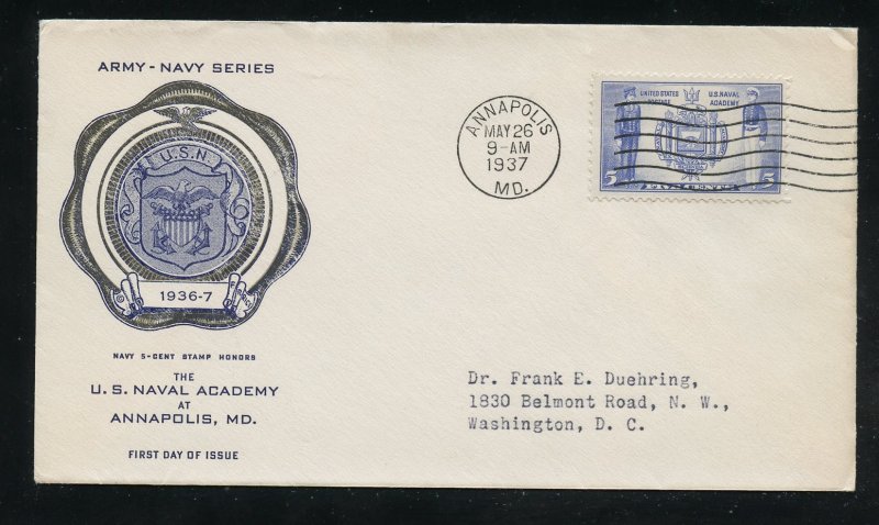 US 794 Navy Issue - US Naval Academy ADDR Rice cachet FDC