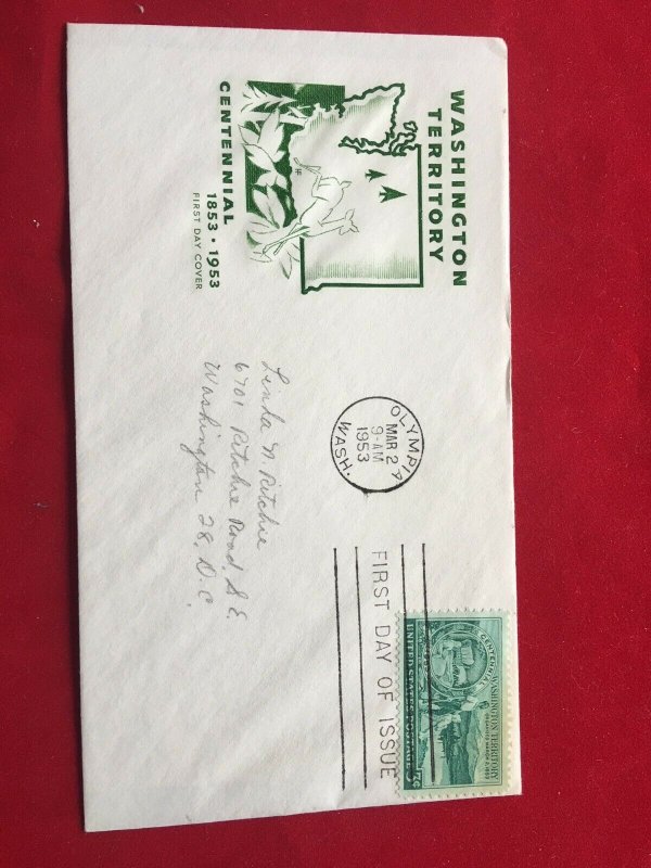 1953 Scott 1019 Washington territory centennial FDC,5 items, buy less is ok