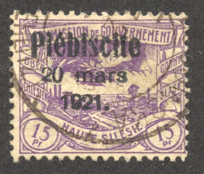 Upper Silesia Scott 33 UHR - 1921 15pf Plebiscite Overprint - SCV $10.00
