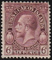 Turks and Caicos Islands SG#182 Mint - 1928 6d.  - Kings