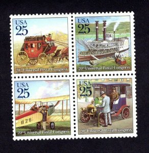 2434-37 Classic Mail Transportation 25c (Block of 4) 1989 MNH