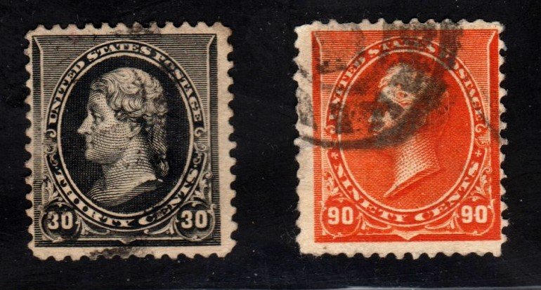 #228, 229   30c Jefferson, 90c Perry  ⭐⭐⭐⭐⭐⭐