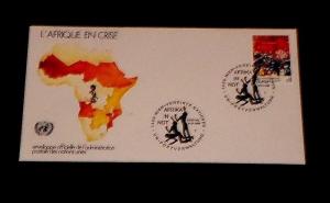 U.N.1986, VIENNA #57, AFRICA IN CRISIS SINGLES ON FDC, NICE!! LQQK!!