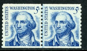 USA 1966 ? Washington 5¢ Shiny Gum Scott 1304 Line Pair MNH P581