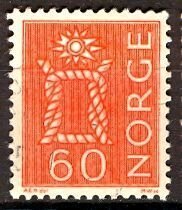 Norway; 1967: Sc. # 466a: Used Type I Single Stamp