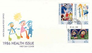 New Zealand 1986 FDC Sc B124-6 Post Office Cachet Health Issue First Day Cover
