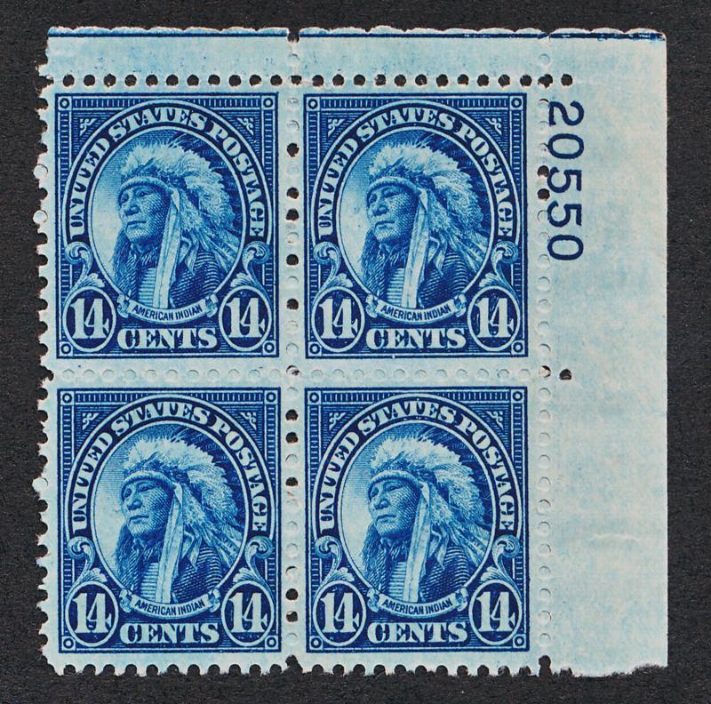 UNITED STATES 695 MINT NH VF PLATE BLOCK 4, INDIAN