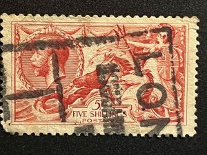 1915 Great Britain 5s, Bright Carmine, Sg 409, Fine, $95.00