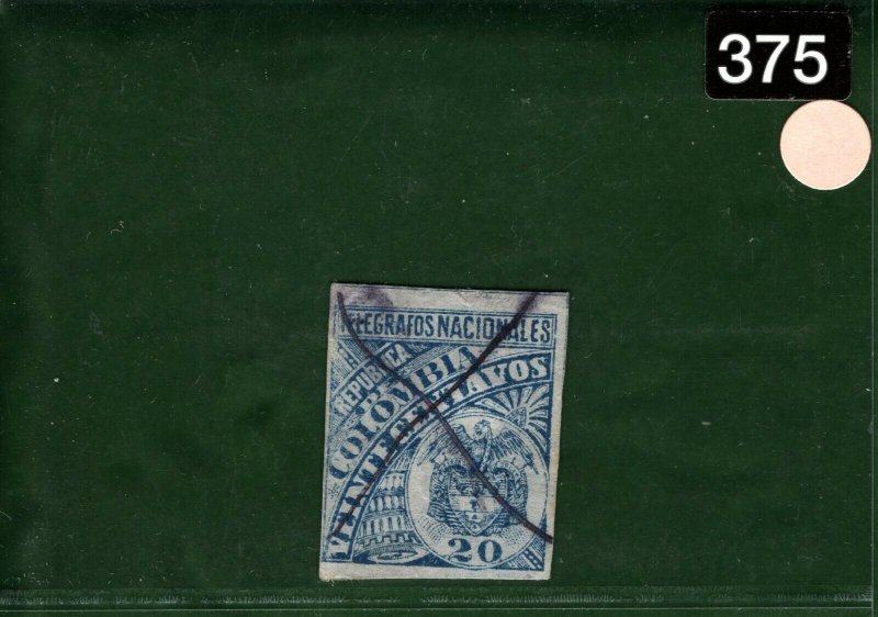 TELEGRAPH Stamp 20c COLOMBIA Used ex Collection ORANGE375
