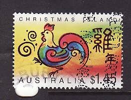 Christmas Is.-Sc#450-used $1.45 -Chinese New Year of the Rooster-2005-