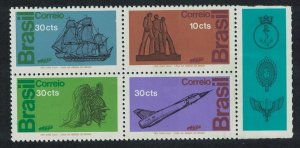 Brazil Ships Jet Armed Forces' Day Block of 4v with label 1972 MNH SG#1422-1425