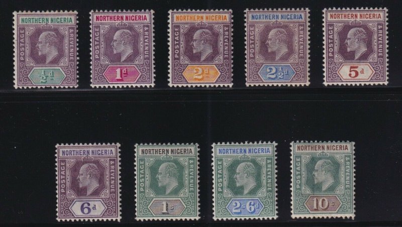 Northern Nigeria Sc #10-18 (1902) 1/2d to 10/- King Edward VII Set Mint H 