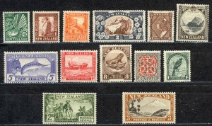 New Zealand Sc# 203-216 (no 1p) MH 1936-1942 wmk multi NZ&star Definitives