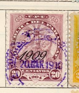 Paraguay 1907-09 Early Issue Fine Used 20c. Optd 1909 181434