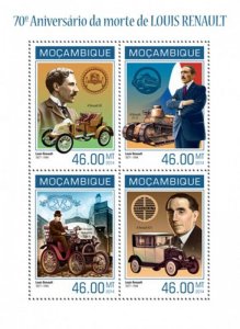 Mozambique - 2014 Renault French Industrialist 4 Stamp Sheet 13A-1468