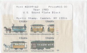 Scott #2062a (2059-2062) StreetCars (Trolly) Plate Block of 4 Stamps - Mystic