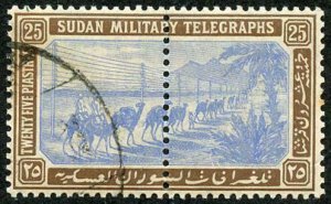 Sudan SGT17 1898 25p Blue and Brown Telegraph used whole Stamp