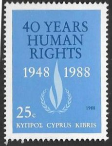 CYPRUS SG732 1988 HUMAN RIGHTS MNH