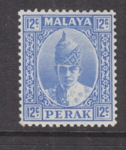 PERAK, MALAYSIA, 1938 Sultan, 12c. Ultramarine, heavy hinged mint. 