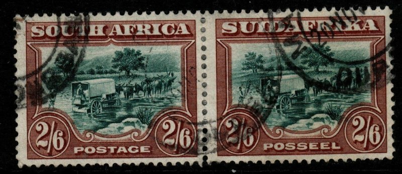 SOUTH AFRICA SG37a 1930 2/6 GREEN & BROWN p14x13.5 USED