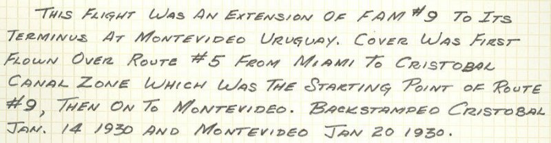 9/22/30 FAM 9-50, CANAL ZONE - MONTEVIDEO URUGUAY W Cachet, AIR MAIL #C4 Block/6