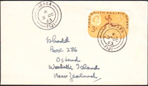 FIJI 1963 cover to New Zealand - LABASA cds................................B2914