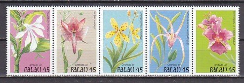 Palau, Scott cat. 237-241. Orchids issue. ^