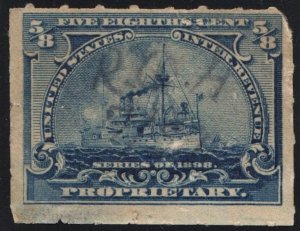 RB23 5/8¢ Battleship Proprietary Stamp (1898) Used