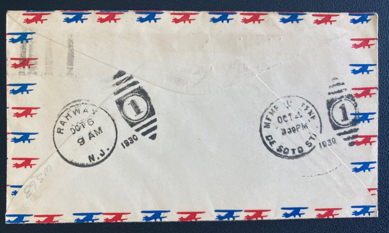 1930 Memphis TN USA Airmail cover Welcomes  Coste & Bellonte