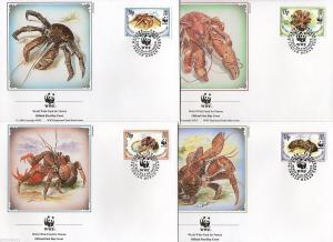 British Indian Ocean Territory 1993 Coconut Crab Sc 132-35 Fauna WWF FDCs #95