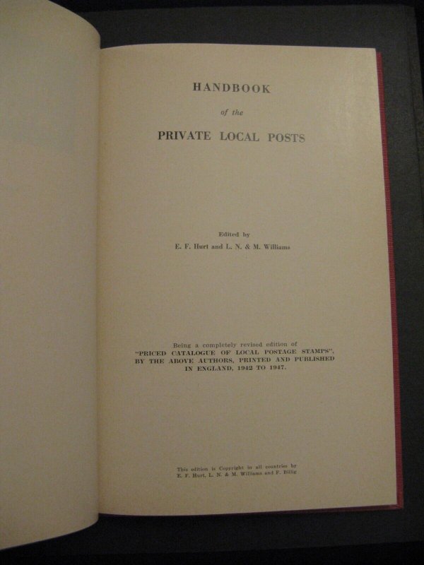 BILLIG'S HANDBOOK OF THE PRIVATE LOCAL POSTS-by Fritz Billig (1942-7) p2501.8838