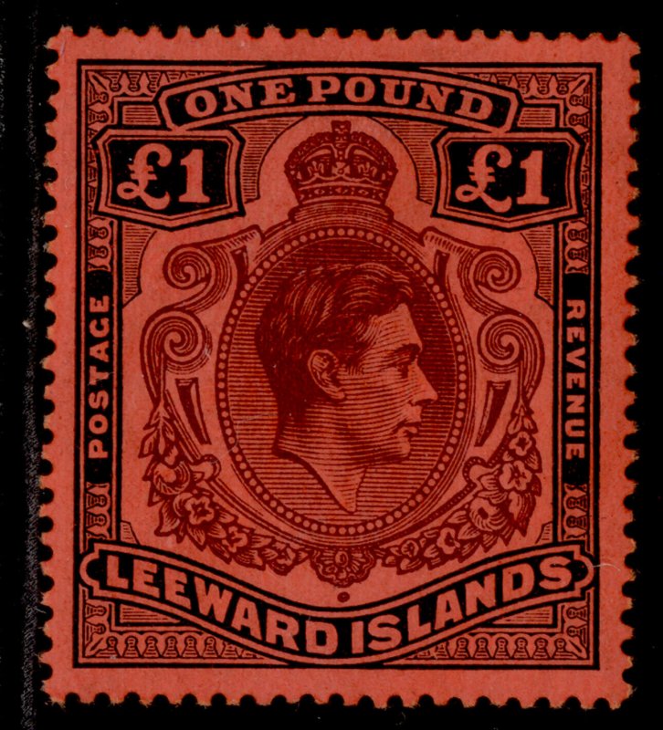 LEEWARD ISLANDS GVI SG114, £1 brown-purple & black/red, M MINT. Cat £375.