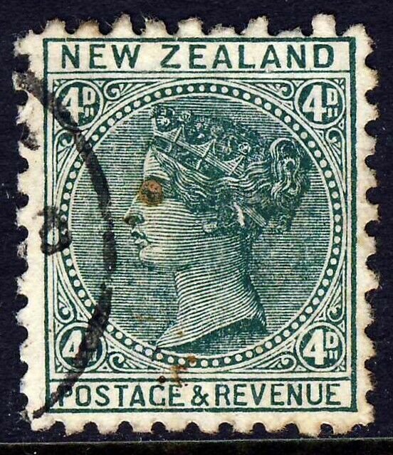 NEW ZEALAND Queen Victoria 1893 4d. Green P10 with Advert on Reverse SG 222d VFU