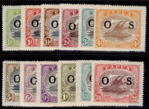 AUSTRALIA - Papua GV SG O55-O66, 1931-32 complete OFFICIAL set M MINT. Cat £130.