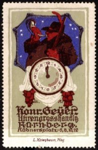 Vintage Germany Advertising Poster Stamp Conrad Geyer Watch Wholesaler