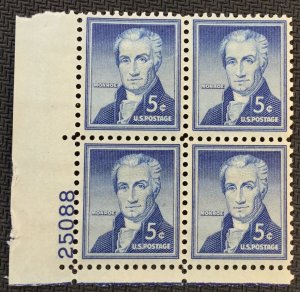 US #1038 MNH Plate Block of 4 James Monroe SCV $1.00 L18