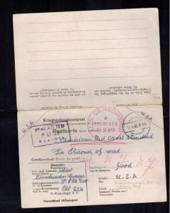 1942 Germany Stalag 2D French Prisoner of War POW Dual Reply PC Cover to USA 