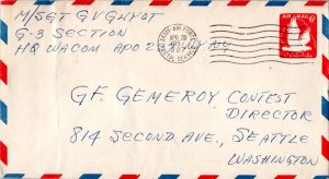 United States A.P.O.'s 6c Eagle in Flight Air Envelope 1957 Army-Air Force, P...