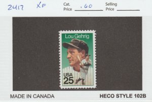 Scott# 2417 1989 25c Lou Gehrig Issue VF/XF MNH