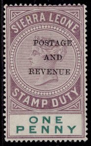 SIERRA LEONE QV SG54, 1d dull purple & green, M MINT. Cat £12.