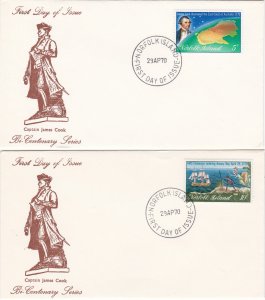 Norfolk Island # 141-142, Capt. Cook's Discovery of Australia, First Day Covers